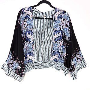 Free People Mix N Match Mixed Print Top Size Large Dolman Bell Sleeves Blouse